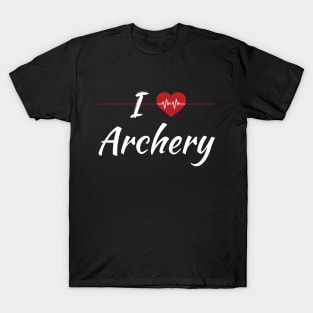 I Love Archery Cute Red Heartbeat T-Shirt